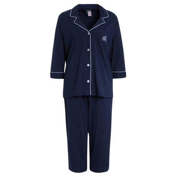 Lauren Ralph Lauren Cotton Jersey 3/4 Sleeve Classic Notch Collar PJ Set